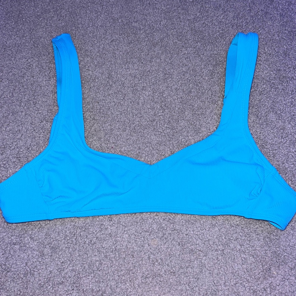 neon blue ribbed bikini top